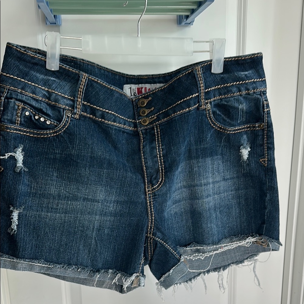 1st Kiss Blue Jean Shorts Distressed Denim
